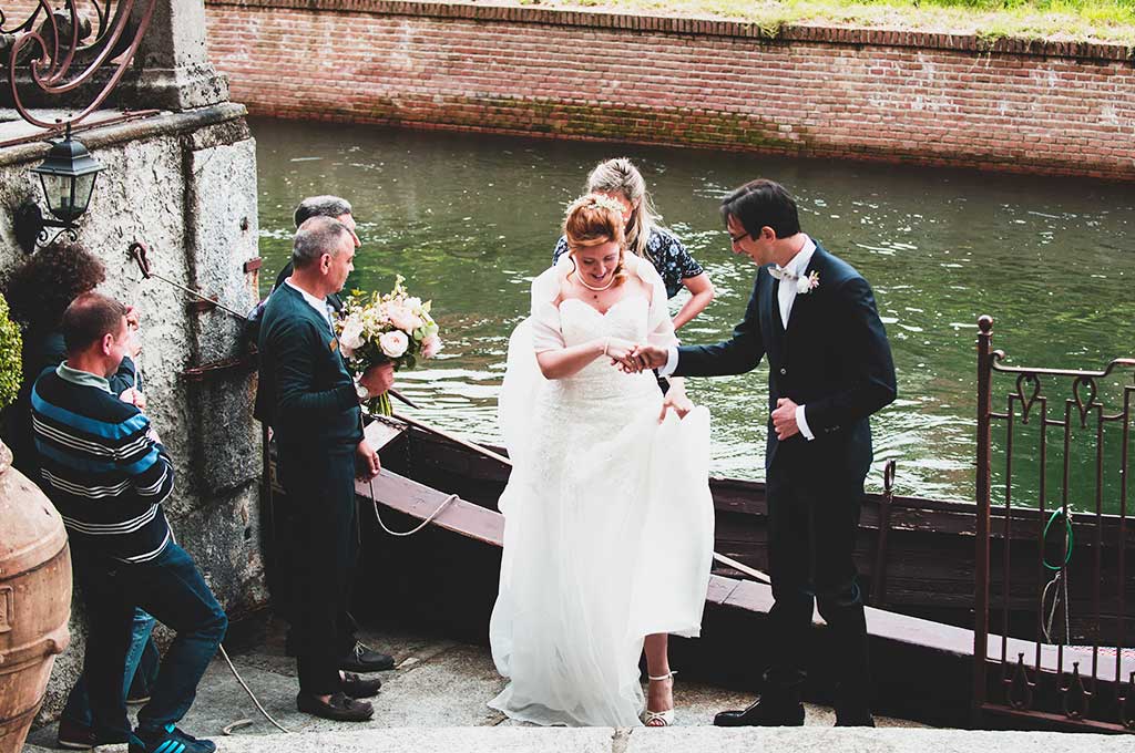 Matrimonio arrivo in barca Villa Gaia Gandini